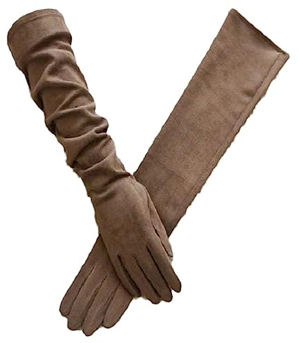 keusyoi Damenhandschuhe Winter Touchscreen SMS Lange Handschuhe Schwarz Grau Wildlederhandschuhe Damenhandschuhe Für Kaltes Wetter