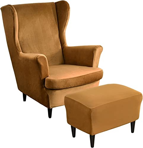 Sesselüberwürfe Elastisch 3-teilig Sesselbezug Ohrensessel Überzug Mit Ottomane Schonbezug Ohrensessel Bezug Bezug Sesselhusse Stretch Husse Für Ohrensessel ( Color : #14 , Size : Wingback Chair Cover