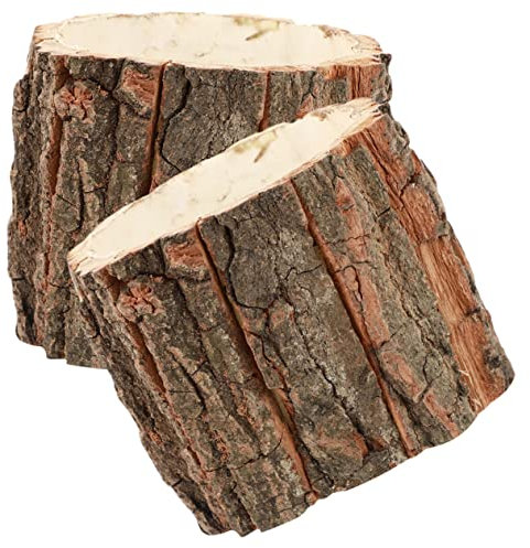 OUNONA 2stücke Holz Blumentopf Aus Rinde Kreatives Pflanzgefäß Für Sukkulenten Rustikaler Eimer Für Drinnen Und Draußen Kleiner Blumeneimer Aus Holz Für Garten Und Innenhof