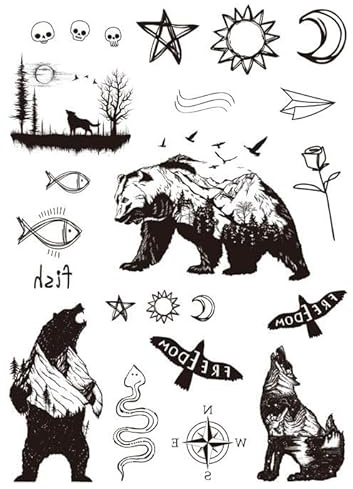 Temporäres Bär Tattoo Kompass Tattoo Sonne Stern Mond Tattoo Papierflieger Tattoo Schlange Tattoo Oberarm Tattoo Aufkleber LC113