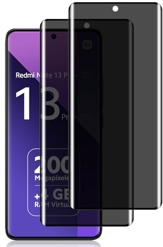 HeeYeal 2 Stück Privacy Schutzfolie für Xiaomi Redmi Note 13 Pro+ 5G | 9H Härte Anti-Spähen Sichtschutzfolie, Panzer Schutz Glas Anti-Spy Folie für Xiaomi Redmi Note 13 Pro+ 5G