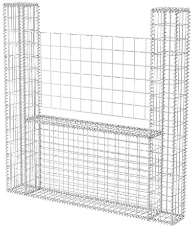 Baziroo Gabion en forme de U, en acier galvanisé, 160 x 20 x 150 cm, argenté, pour gabion, jardin, clôture, gabion, brise-vue, gabion