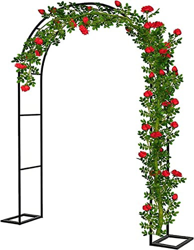 Rosenbogen, Garten-Torbogen Aus Metall, Pergola Rankhilfe Verzinkt Rost, Laubengang Rankgestell Mit Sockel Für Verschiedene Kletterpflanzen, Einfache Montage, 6 Größen,180x220x40CM
