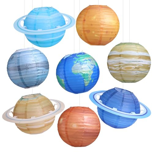 Kesote 8 Packs Planet Paper Lanterns - 10 Inches