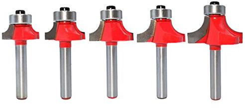 ferater 5Pcs 6Mm VáStago Esquina Redonda Sobre Router Bit con Rodamiento de Limpieza Fresa Al para Herramienta de CarpinteríA de Madera