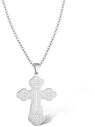 SIPURIS Orthodoxe Kreuz-Halskette für Männer, Jesus Christus, orthodoxer Kruzifix-Anhänger, Edelstahl, religiöser, christlicher Schmuck, Geburtstagsgeschenk
