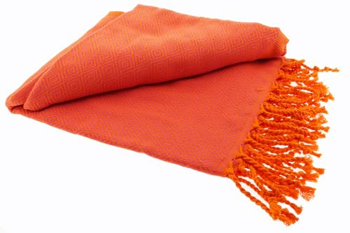 Stefano Ferrante ELMAS Summer Hamamtuch Saunatuch Pestemal Fouta Strandtuch Badetuch Handtuch Baumwolle Backpacker 100x180 cm (Orange/Pink)