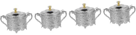 Amosfun Lot De 4 Pots À Condiments En Relief Fournitures De Cuisine En Alliage De Zinc Résistants À La Chaleur