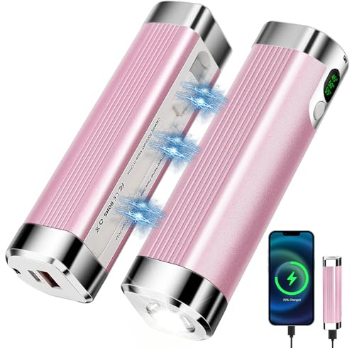 Handwärmer Wiederaufladbar 2 er,10000mAh Tragbarer Taschenwärmer,3 in1USB Batteriebetriebener Elektrischer Magnetische Handwärmer mit 3 Wärmestufen Wintergeschenke für Frauen,Mann, Familien,Camping.