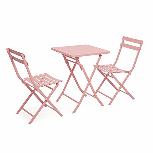 CCKUHN Klapptisch- und Stuhlset für den Außenbereich, zusammenklappbare runde Couchtische, einfacher tragbarer Kleiner quadratischer Tisch aus Eisen für den Balkon/die Terrasse/den Garten
