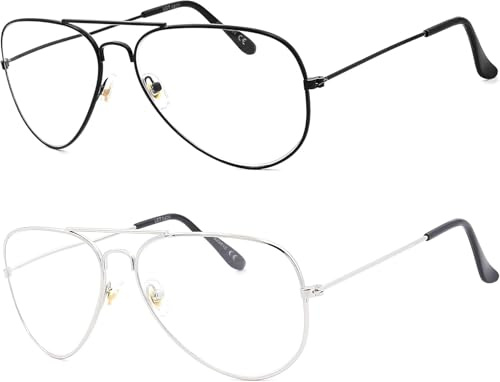NEW VISION Lesebrille 2 PACK, Pilotenbrille Herren Unisex, Metallrahmen Klassische Retro Lesebrillen, Lesehilfe für Damen Herren NV8132 (SCHWARZ+SILBER, 1.5, Diottria)