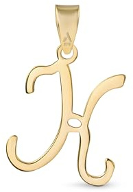 Amberta 9 Karat Gold Italian Charms Anhänger für Damen und Herren | Buchstaben Anhänger Gold | Buchstabenanhänger Für Ketten | Alphabet Anhänger Gold