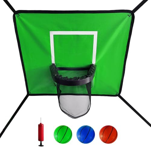 Trampolin Basketballkorb, Trampolin Basketball Aufsatz mit Pumpe und 3 Bällen für Drinnen und Draußen