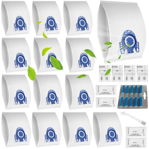 14 Pack GN Vacuum Cleaner Bags for Miele Hoover Bags Replacements, Compatible with Miele Complete C3, C1, C2, S227, S240, S270, S400, S2, S5, S8 Series w/10 Freshener Sticks, 8 Filters & 1 Brush