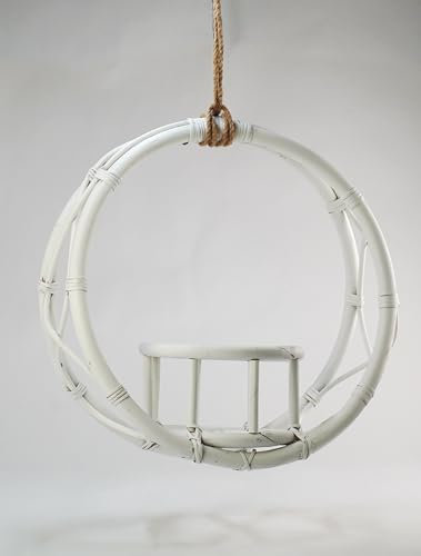 Generisch Hanging Basket, Rattan, Hängekorb, Bambus, Handgemacht, Pflanzenkorb (weiß)
