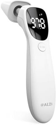 @AL21 Dual Mode Thermometer for Adults, Kids, and Babies – Infrared Digital Forehead and Ear Thermometer, No Touch with Fever Alarm and Fast Results