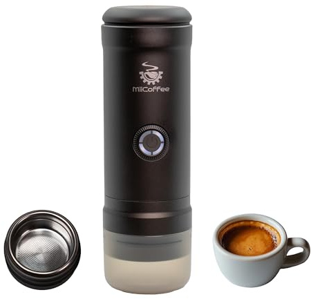MiiCoffee Eon bärbar espressomaskin, resekaffebryggare med självuppvärmande och USB-C-laddning (grå)