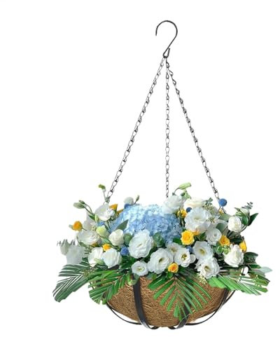 Poupangke Cesta colgante para plantas de techo, maceta colgante, soporte para macetas de interior con forro para decoración de terraza y exteriores