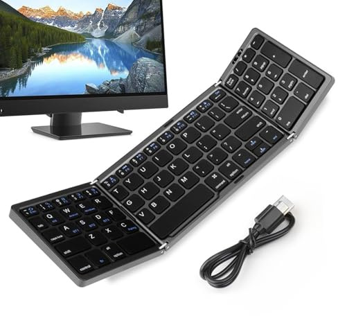 Vibhgtf Tastiera pieghevole senza fili, tastiera wireless pieghevole in | Tastiera portatile senza fili portatile: tastiera di illuminazione wireless pieghevole per laptop e tablet