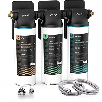 Frizzlife TW10 Système de filtre à eau sous évier, éléments certifiés NSF/ANSI 53 et 42, réduit 99,99 % de plomb, chlore, chloramine, fluorure, mauvais goût et odeur, connexion directe, 0,5 micron