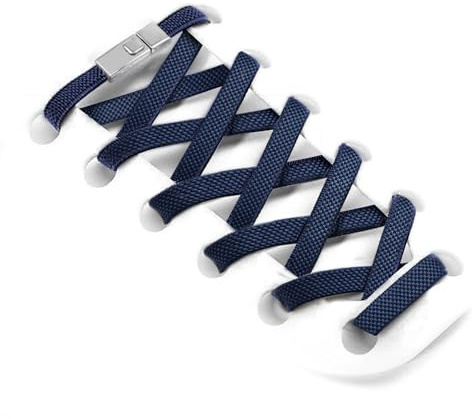 Aujzoo Lacci per scarpe da ginnastica senza lacci, tessuto elastico di alta qualità e fibbia a chiusura rapida, lacci piatti per adulti e bambini, lacci elastici per scarpe senza cravatta, blu navy