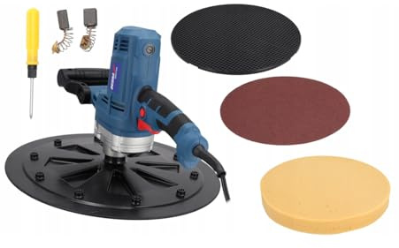 DEDRA Máquina de limpieza de enlucido fuerte 750 W, 375 mm, esponja, papel, plato de lijado, cable largo 5 m, 110 RPM, peso 5,7 kg, cambio de disco fácil y rápido