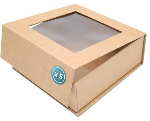 Verpackungswelt Geschenk-Box mit Sichtfenster 14x14x5 cm - Hochwertige Geschenkbox mit Magnetverschluss - Edle Verpackung für Geschenke zu Weihnachten, Ostern, Geburtstagen & besonderen Anlässen