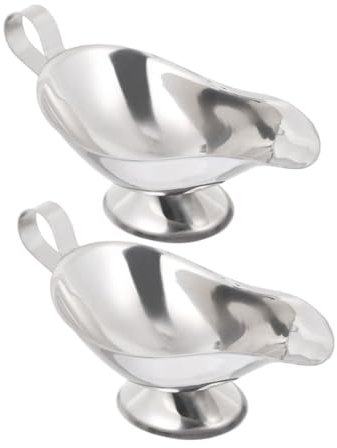 Cabilock 2pcs Stainless Steel Gravy Boat 5oz Sauce Holder Gravy Jug Metal Serving Dishes for Salad and Meat Condiment Bowl Suitable for Dinner Table