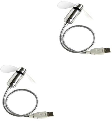 Tofficu 2 Pièces Ventilateur D'affichage En Temps Réel Clignotant Mini Ventilateur Avec Lumière Lumineux Portable Numérique Usb Pour Bureau Tuyau Métallique Blanche