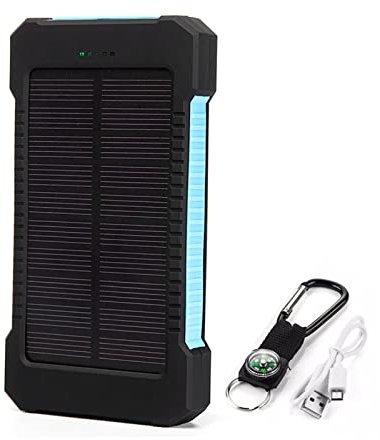 Chargeur Solaire de Banque d’Alimentation, 80000mAh Double Chargeur USB extérieur PowerBank Solaire pour Le Camping Batterie Externe étanche, Bleu