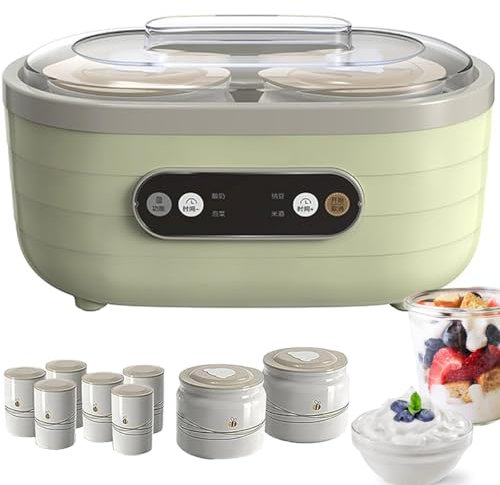 Yogurt Maker with 8 Ceramic Jar, 1400Ml Electric Yogurt Machine with Adjustable Time 360° Constant Temperature Heating, Multifunctional Yogurt Maker Machine for Yoghurt Cheese 220v