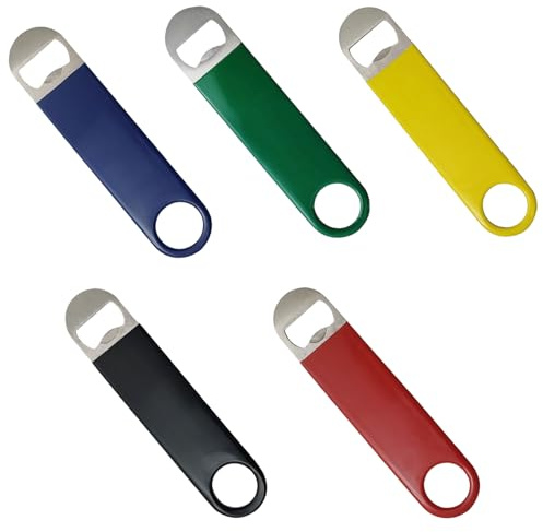 Juego de 5 abrebotellas profesionales de acero inoxidable con revestimiento de goma, abridor de cerveza resistente de 18 cm para camareros, bares, restaurantes y uso doméstico