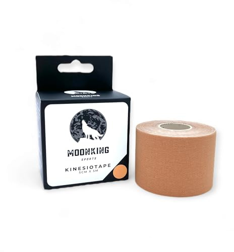 MoonKing Sports® - Kinesiotape Beige (5cm x 5m) - Wasserfestes & Elastisches Kinesio Tape - Muskelband hypoallergen - Kinesiologie Tape