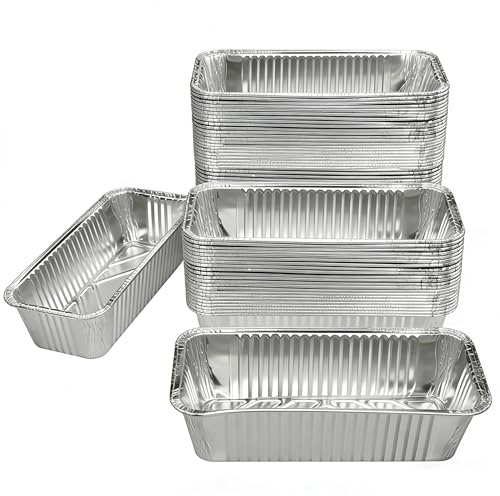 Benestanti 100 Pack 2 Lb Aluminum Loaf Baking Pans, 8.5 x 4.5 x 2.5 Heavy Duty Disposable Loaf Pans,Foil Bread Pans for Baking Holiday Treats Food Storage and Takeout