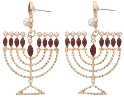 VILLCASE Boucles D'oreilles Chandelier en Alliage de Zinc et Cristaux pour Hanoukka, Élégantes et Confortables, Fêtes de Soirée