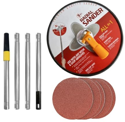 Wswqop 1 Lijadora de Paneles de Yeso Manual con Extensión Lijadora de Pared Redonda Manual 360 Grados Herramienta de Lijado Y Pulido para Techos Y Paredes Ad, Rojo