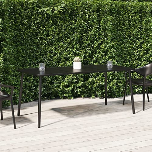 VIHHQGC Slatted Design Patio Table with Contemporary Garden Furniture Style, Powder Coated Steel Garden Table for Sturdy Outdoor Dining, 165x80x71 cm Anthracite