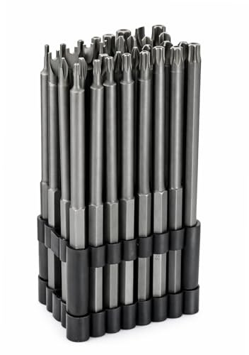 32-Piece Extra Long Security Bit Set, 6 Torx, Pozi-Drive, Phillips, Slotted, Tri-Wing & Tamper-Proof Bits, 1/4 Hex Shank Magnetic Screwdriver Bits for Impact Drills & Electric Screwdrivers