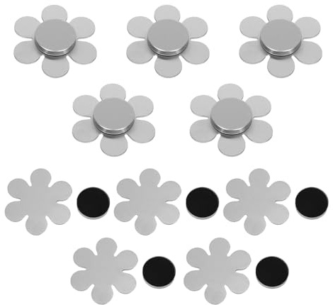 KALLORY 10 Pezzi Pesi per Tovaglie Resistenti a Vento in Acciaio Inossidabile a Forma di Fiore, Fermatovaglia Magnetico Stabile ed Elegante per Teli da Tavolo da Picnic e Campeggio