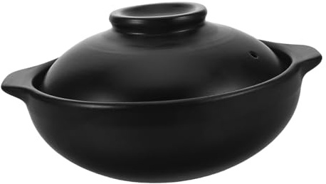 OUNONA Cacerola de Barro para Estofados y Sopas, 600 Ml, Tapa, Material Terracota, Apta para Uso Doméstico y Restaurantes