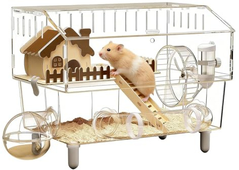 Großes Hamstergehege Durchsichtiges Nagetierhaus | Transparenter Lebensraum für Kleintiere für Zwerghamster, Rennmäuse, Frettchen, Kaninchen, Igel