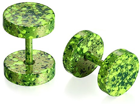 JewelryWe Pendientes Redondos de Tapones para Mujer Niñas Pendientes Pequeños 8mm Verdes, Acero Inoxidable Pendientes de Primavera Verano, 1 Par