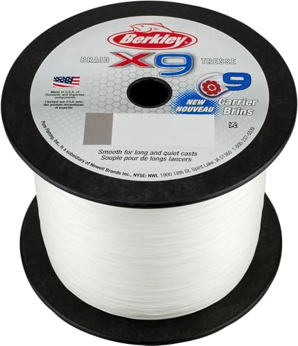 Berkley X9 Braided Fishing Line - 9 Strand Braid Line for Saltwater and Freshwater Fishing, Unisex,, Crystal, 31.5kg| 2188yd | 2000m