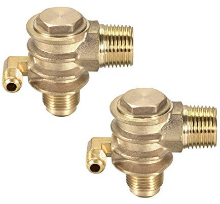 sourcing map Air Compressor Check Valve, G1/2 x 19mm x M10 Male Thread (21mmx19mmx10mm), 3 Way Pneumatic Accessory, Brass 2pcs