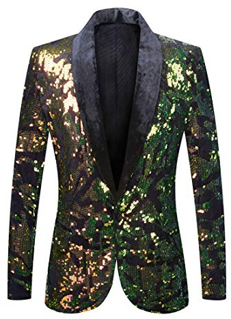 PYJTRL Herrenmode Samt Pailletten Blumenmuster Anzugjacke Blazer