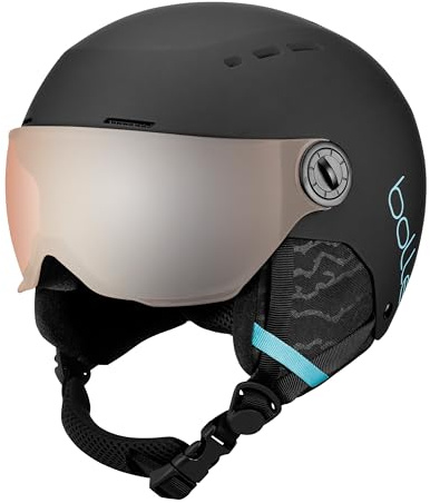 bollé - Quiz Visor Black Blue Matte XS 49-52 cm - Orange Gun Cat 2, Casco de esquí, Mediano, Mixto para niños