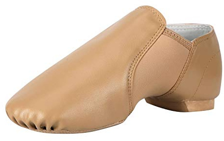 Linodes Unisex 006 PU Leather Upper Slip-on Jazz Shoe for Women and Men's Dance Shoes-Brown 6.5M