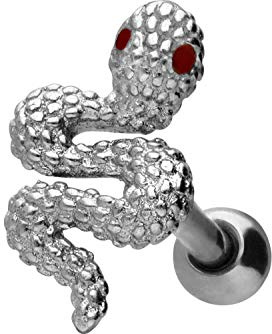 PIERCINGLINE Chirurgenstahl Ohrpiercing | Schlange | Ohr Stecker Piercing Schmuck | Farbauswahl