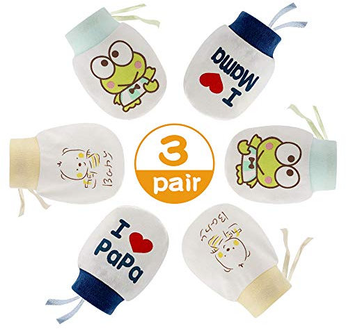 NOCHME Fäustlinge Baby Neugeboren Junge Mädchen 0-3-6-10 Monate,3 Paar Superweiche Verstellbar Baby Anti Kratz Handschuhe, Baby Anti Kratzhandschuhe Kleinkind Schutz Fäustlinge Antikratzhandschuhe