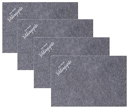 Geschenkestadl 4 Stück Tischsets 45 x 30 cm Filz Platzsets mit Spruch (Für Meine Lieblingsgäste Grau)